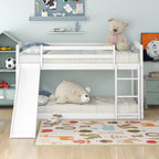 White Twin over Twin Bunk Bed with Convertible Slide and Ladder, Pine Wood and MDF, 79.3''L x 84.4''W x 46.5''H - Grand Goldman Shop