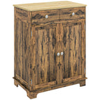 HOMCOM Sideboard with Solid Wood Countertop, Modern Kitchen Storage Cabinet, Coffee Bar Cabinet with 2 Drawers, Doors and Adj