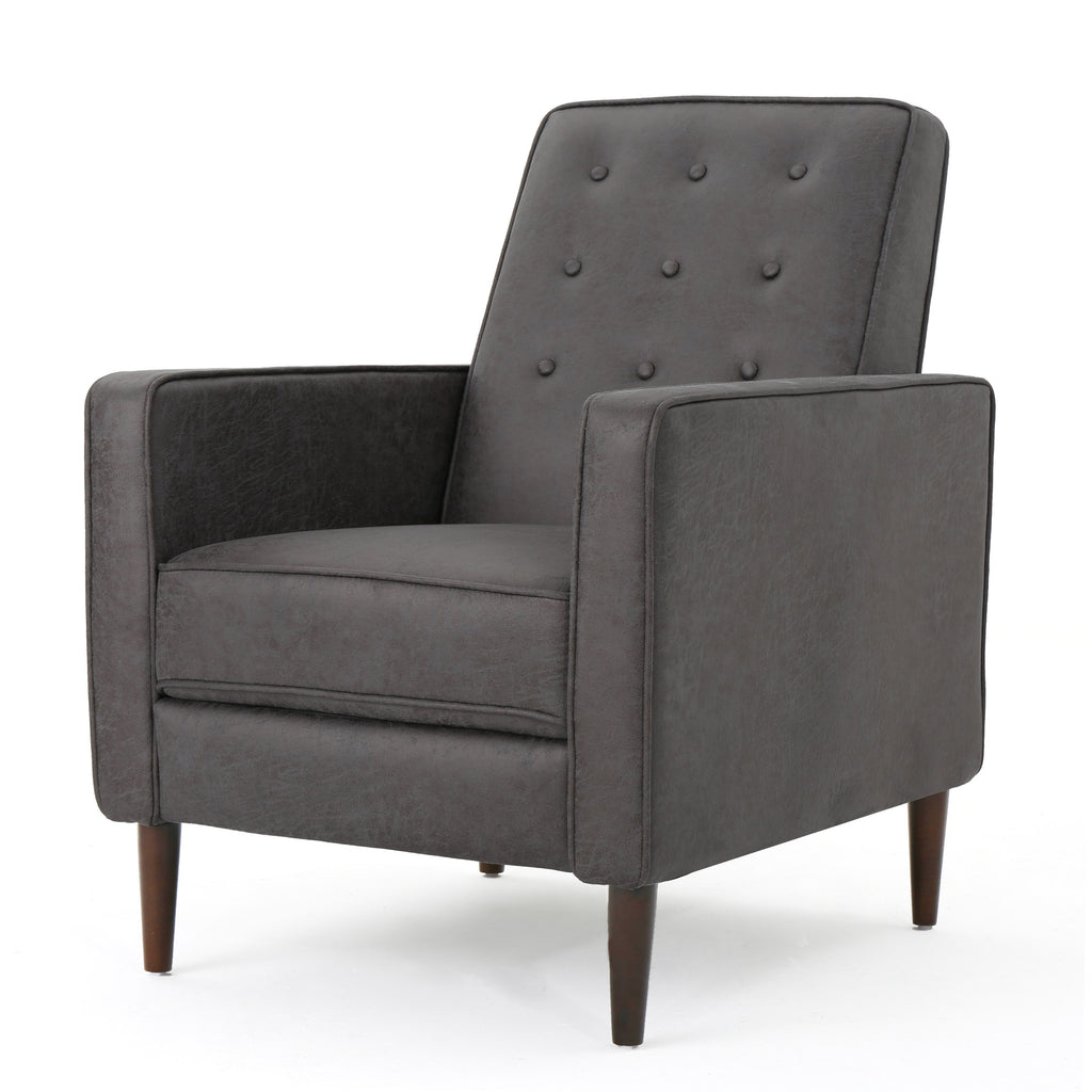 Macedonia Mid-Century Modern Button Tufted Fabric Recliner - Grand Goldman Shop