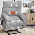 Grey Heat Massage Dual Motor Infinite Position Up to 350 LBS Large Electric Power Lift Recliners with Hidden Cup Holders, Power-Remote, Medium-firm and Heavy Duty - Grand Goldman Shop