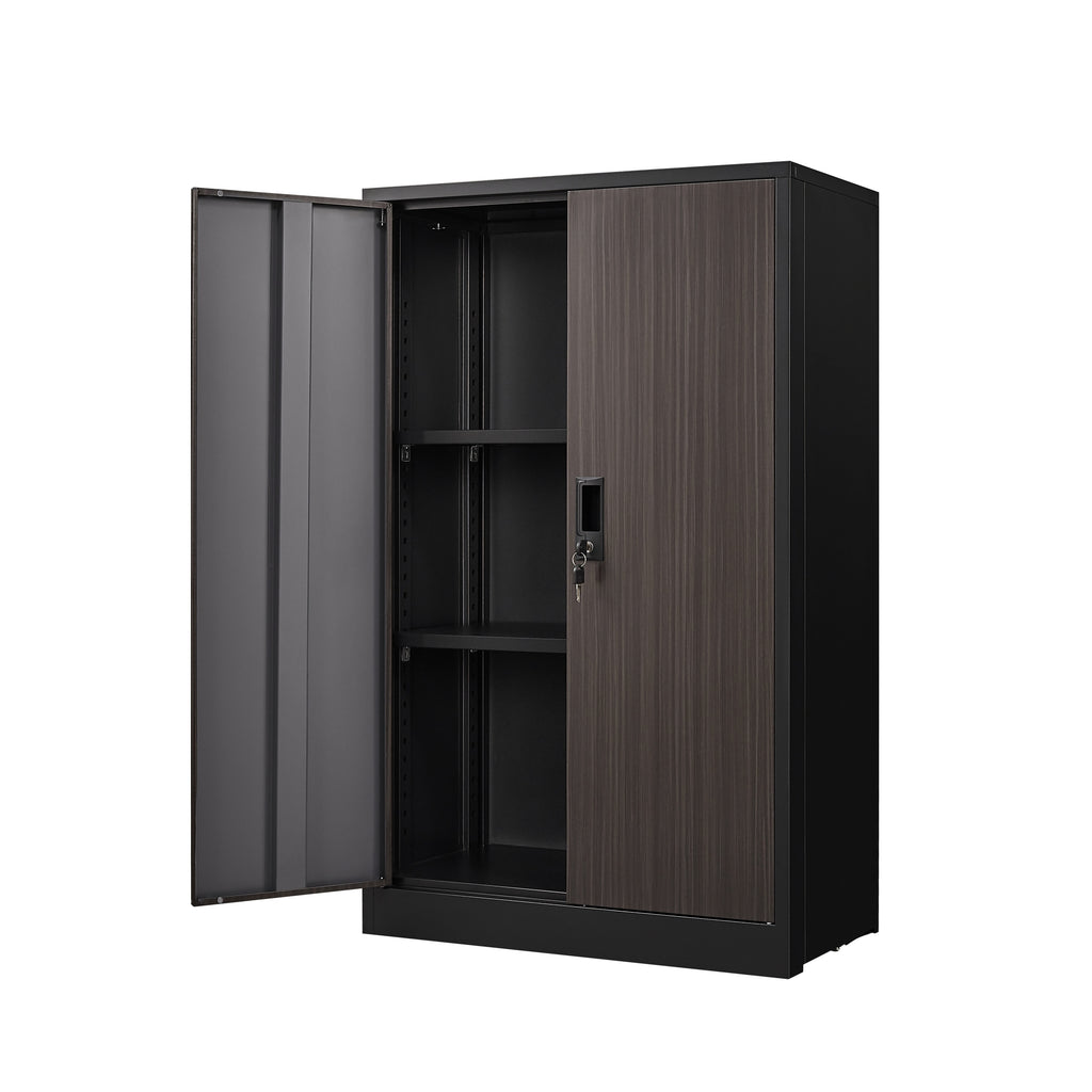 Black Metal Storage Cabinet with Locking Doors and Adjustable Shelf, Folding Filing Cabinet for Home Office, School, Garage, 