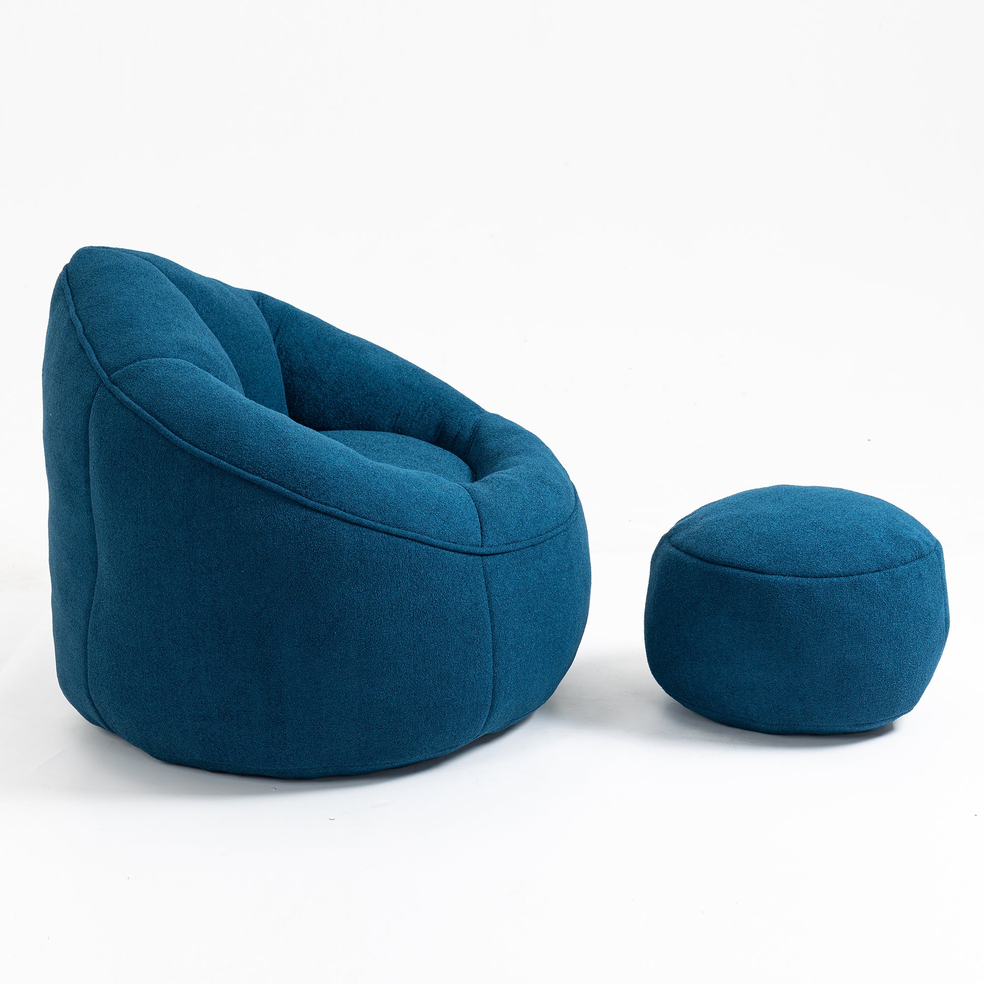 Bedding Bean Bag Sofa Chair with High-Pressure Foam and Footrest, Blue Microfiber - Grand Goldman Shop