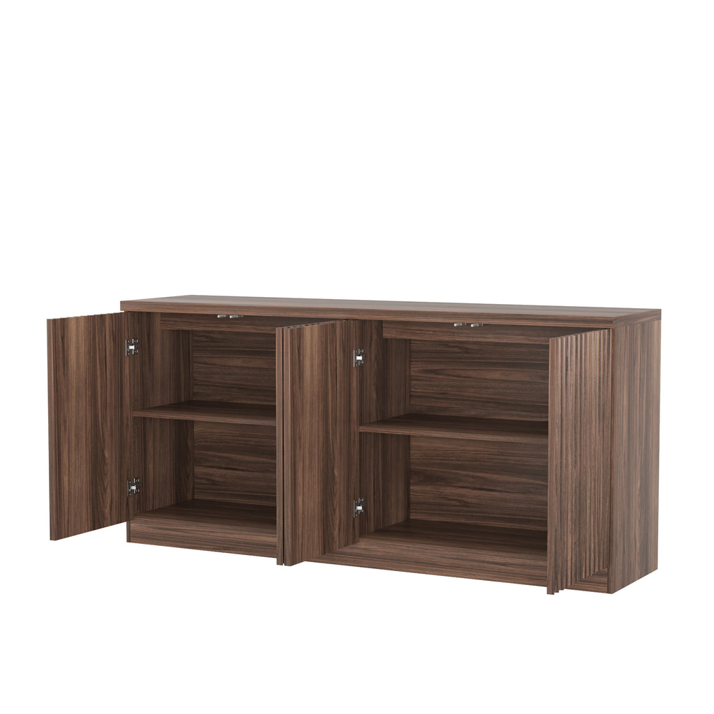 Buffet Cabinet with Storage, 62.60' Sideboard Cabinet with 4 Doors & Shelves, Wooden Kitchen Coffee Bar Credenza Storage for Living Room, Hallway Walnut - Grand Goldman Shop