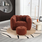 Soft Chenille Bean Bag Chair with High Resilient Foam for Living Room and Bedroom, Comfortable Square Lazy Sofa with Footstool for Adults - Grand Goldman Shop