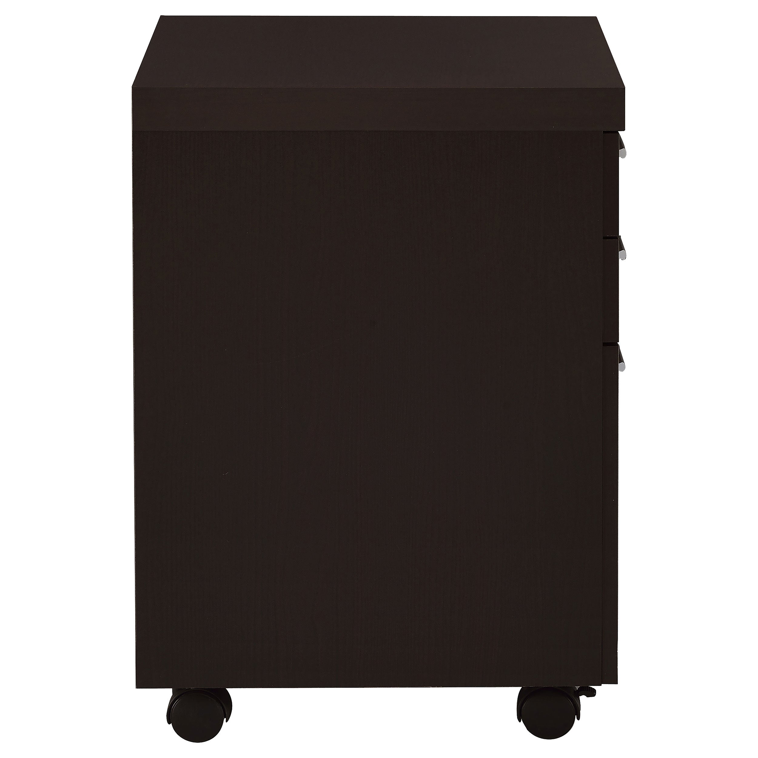 Cappuccino 3-Drawer File Cabinet with Modern Silver Hardware, Brown Wood Finish, Compact Office Storage for Home and Studio -