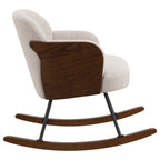 Valera Beige Boucle Upholstered Mid Back Rocking Chair with Walnut-Finished Frame and Wooden Rockers - Grand Goldman Shop