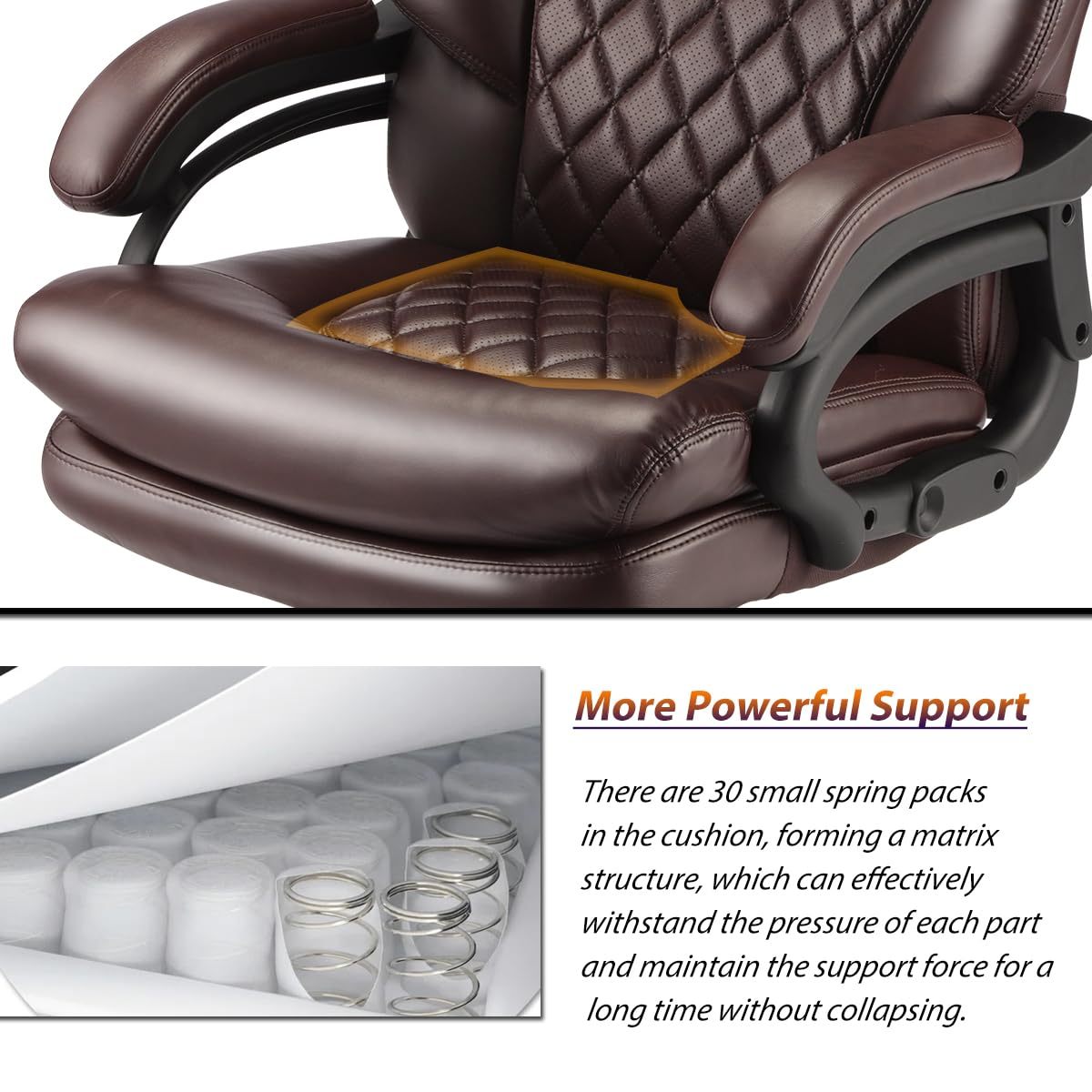 500lbs Big and Tall Office Chair for Heavy People Executive Office Chair with Wide Spring Seat Computer Desk Chair 360 Swivel
