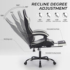 Gaming Chair with Footrest, Ergonomic Computer Chair with Headrest and Lumbar Support, Breathable Material Height Adjustable 
