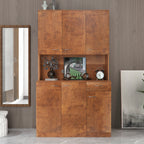 70.87' Tall Wardrobe& Kitchen Cabinet, with 6-Doors, 1-Open Shelves and 1-Drawer for bedroom,Walnut - Grand Goldman Shop
