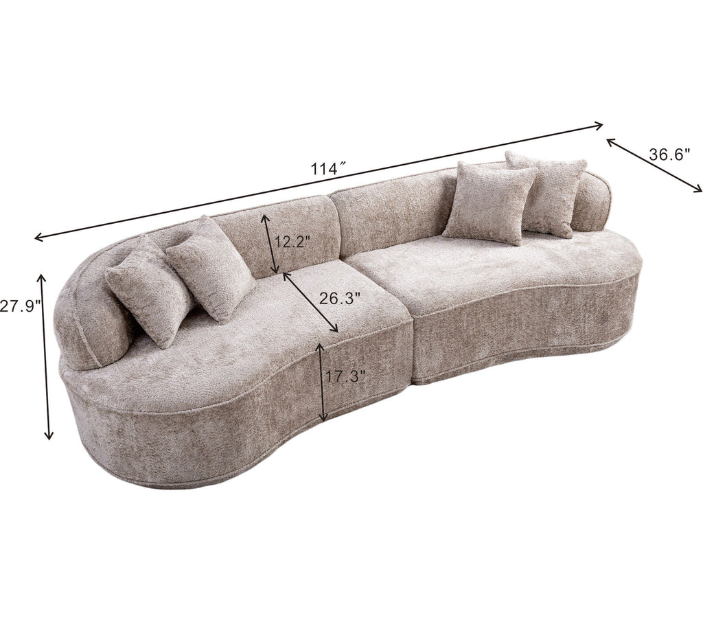Modern Curved L-Shape Luxury Sectional Oversized Sofa: Minimalist Design, Comfy Sleeper Couch for Living Room, Apartment & Reception Spaces,No Assembly Required - Grand Goldman Shop