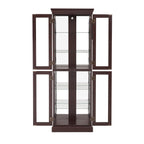Lighted Glass Curio Display Cabinet,Display Cabinet,Glass Storage Cabinet Glass Wine cabinet Wood Frame Toy Display for Living Room, Kitchen, Pantry light bulb included Dark Cherry - Grand Goldman Shop