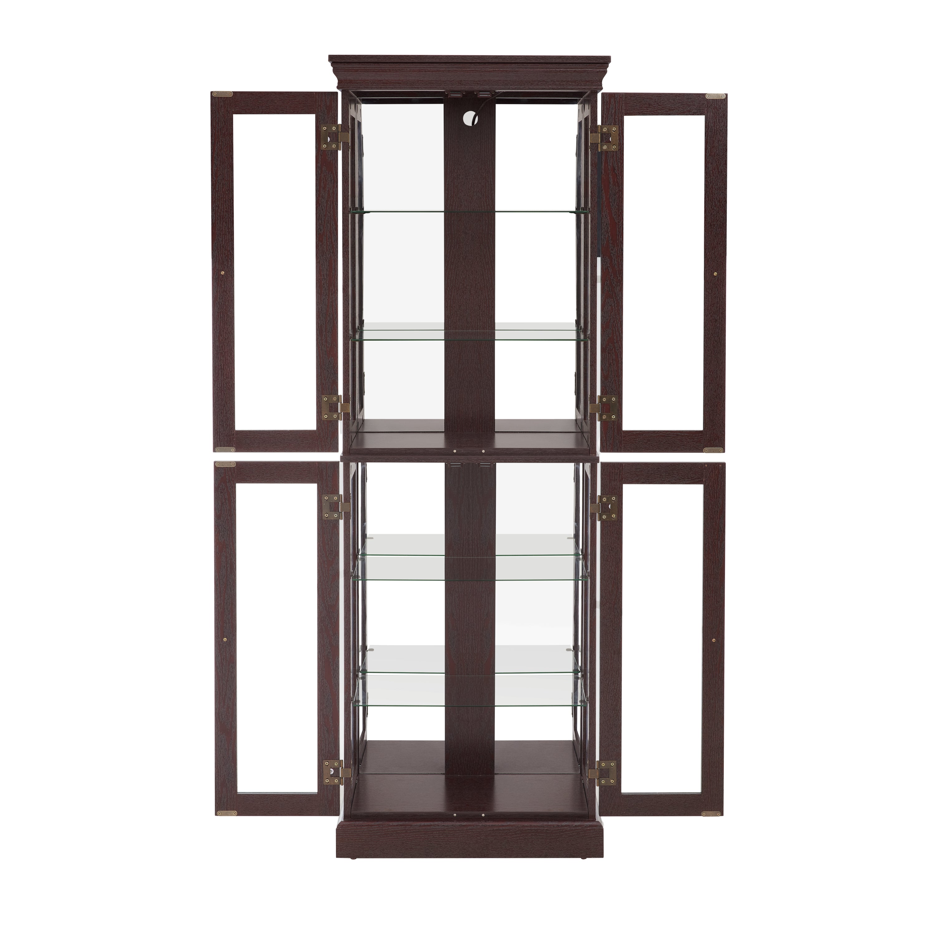 Lighted Glass Curio Display Cabinet,Display Cabinet,Glass Storage Cabinet Glass Wine cabinet Wood Frame Toy Display for Living Room, Kitchen, Pantry light bulb included Dark Cherry - Grand Goldman Shop