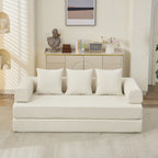 Comfy Convertible Folding Mattress Couch, Floor Sofa Bed, Chenille Floor Sofa with Armrest, Floor Sofa Lounge Couch for Living Room Bedroom Lounge Studio-Beige - Grand Goldman Shop