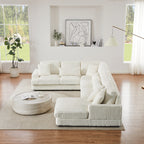 Modern Oversized U-shaped Sectional Sofa with Chaise Lounge in Beige Corduroy, 129' - Grand Goldman Shop