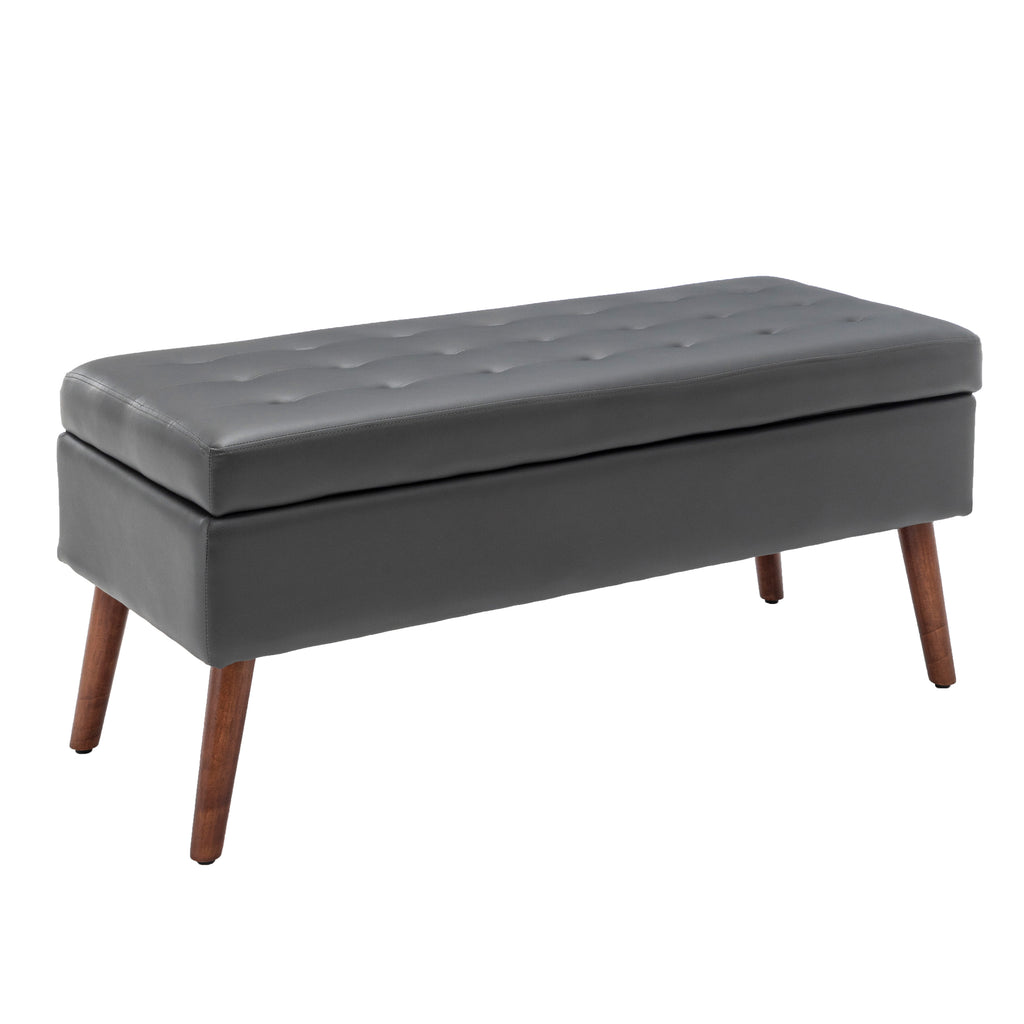 Storage Bench with Storage Bench for Bedroom End of Bed Bench Foot of Bed Bench Entryway Bench Storage Ottoman Bench 43.3' W x 17.7' Dark Grey Leather Bench - Grand Goldman Shop