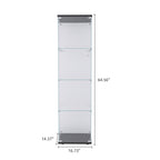 4 Shelves Glass Cabinet Glass Display Cabinet with One Door, Black - Grand Goldman Shop