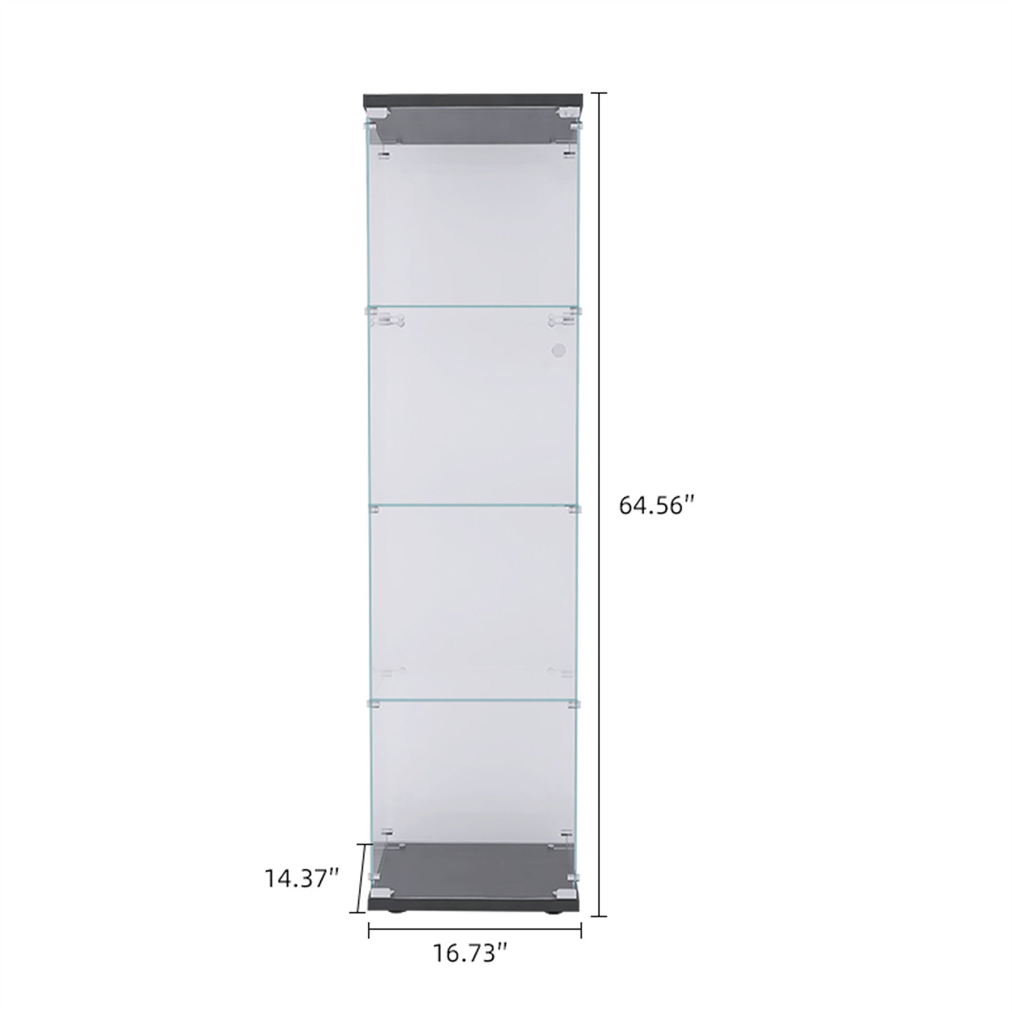 4 Shelves Glass Cabinet Glass Display Cabinet with One Door, Black - Grand Goldman Shop