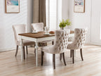 A&A Furniture,Upholstered Wing-Back Dining Chair with Backstitching Nailhead Trim and Solid Wood Legs,Set of 2, Beige,SW8809BG,KD - Grand Goldman Shop