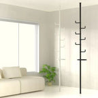 New style with trays Adjustable Laundry Pole Clothes Drying Rack Coat Hanger DIY Floor to Ceiling Tension Rod Storage Organizer for Indoor, Balcony - Black - Grand Goldman Shop