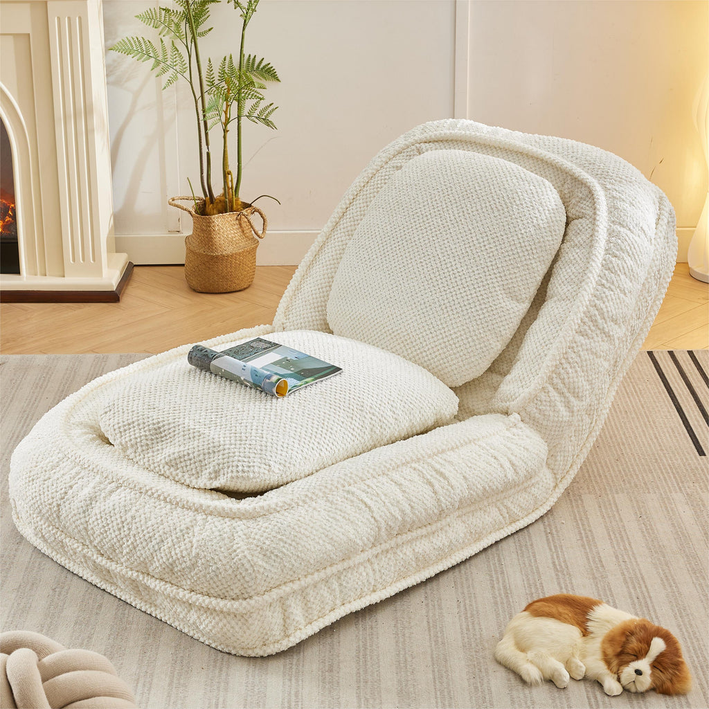 [VIDEO provided] Human Dog Bed ,Lazy Sofa Couch ,5 Adjustable Position,sit,sleep,fold,suit to put in bedroom, living room ,Space Saving Design,White - Grand Goldman Shop