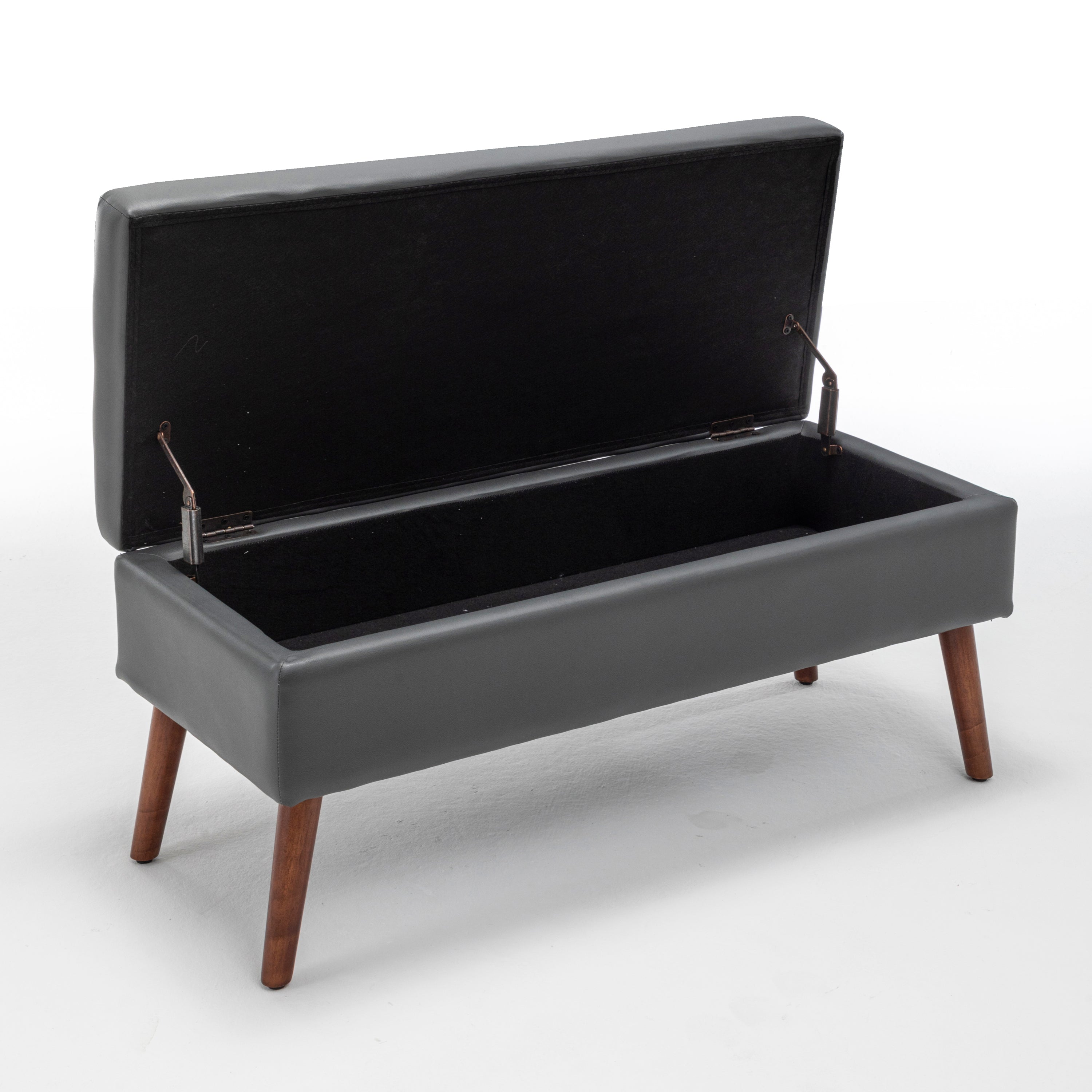 Storage Bench with Storage Bench for Bedroom End of Bed Bench Foot of Bed Bench Entryway Bench Storage Ottoman Bench 43.3' W x 17.7' Dark Grey Leather Bench - Grand Goldman Shop