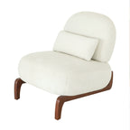 Cute Accent Chair with Solid Wood Legs, Living Room Chair with Soft Fabric Cushion, Cozy Bedroom Chair, Comfy Armless Reading Chair for Apartment, Waiting Room, Balcony (White) - Grand Goldman Shop