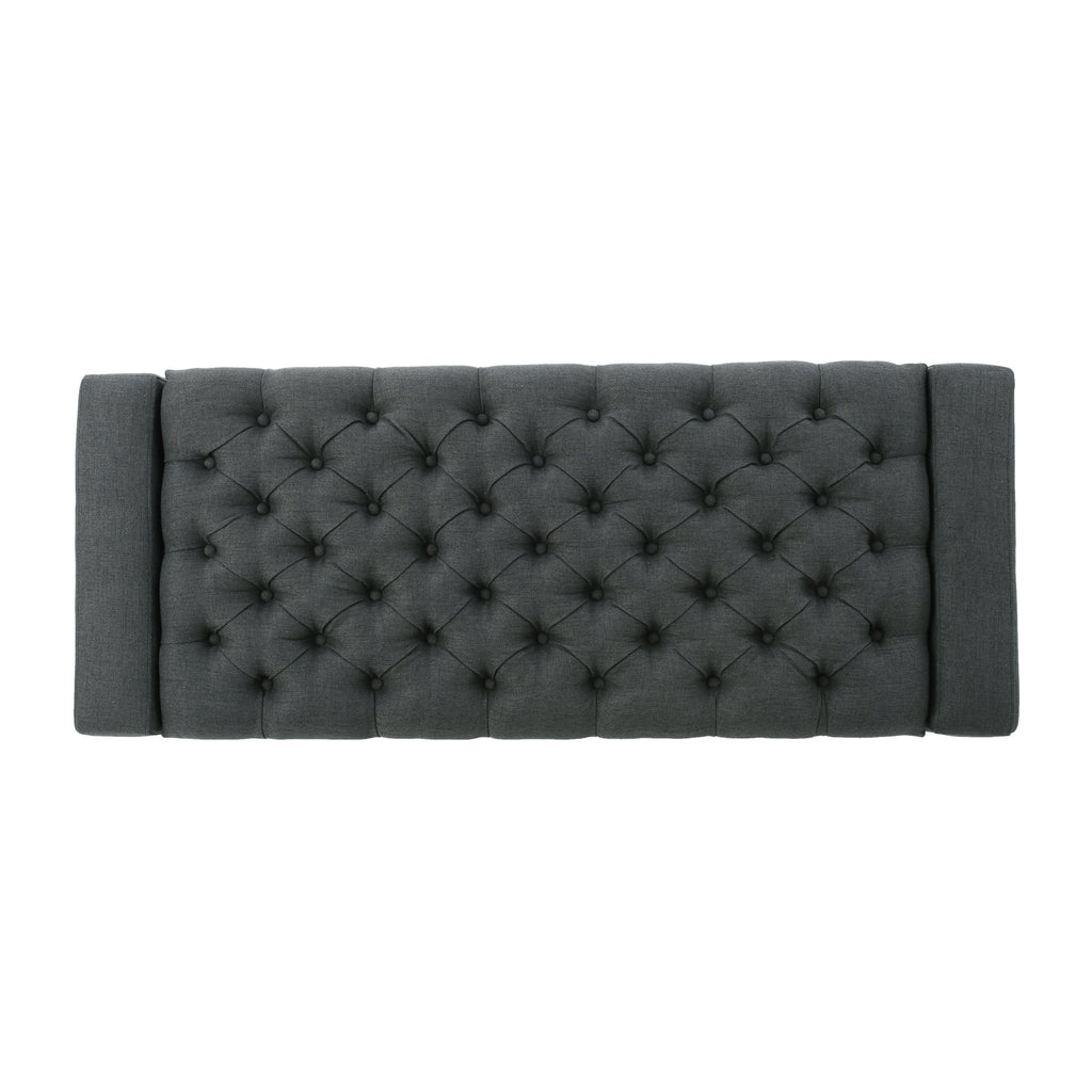 Contemporary Storage Ottoman with Tufted Top in Dark Grey Fabric - Grand Goldman Shop