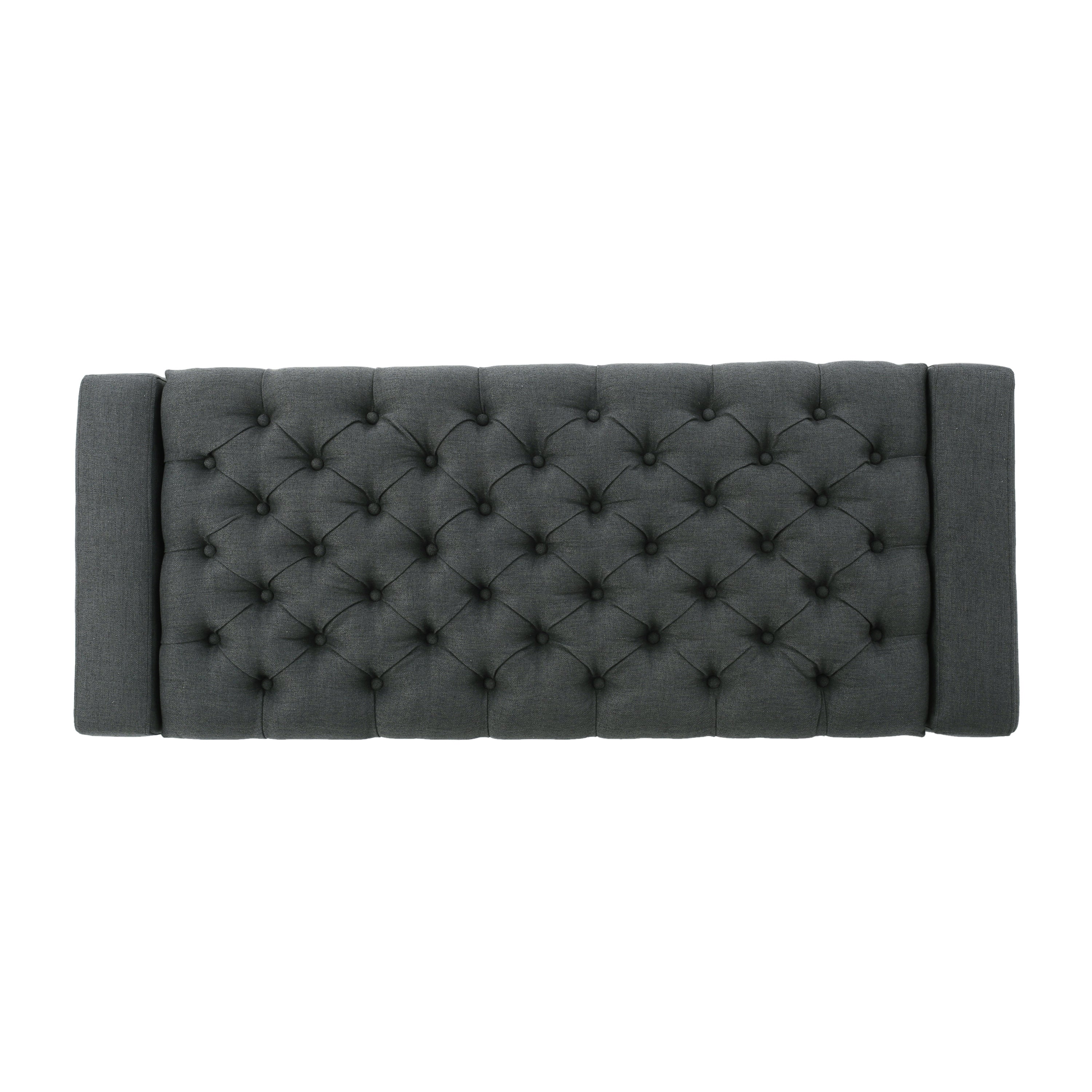 Contemporary Storage Ottoman with Tufted Top in Dark Grey Fabric - Grand Goldman Shop
