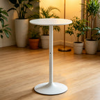 White Round Bar  Table, modern dining table, dining table, MDF tabletop and iron-painted matte base, round dining table, medieval living room coffee table (24 inches), family kitchen, small space - Grand Goldman Shop