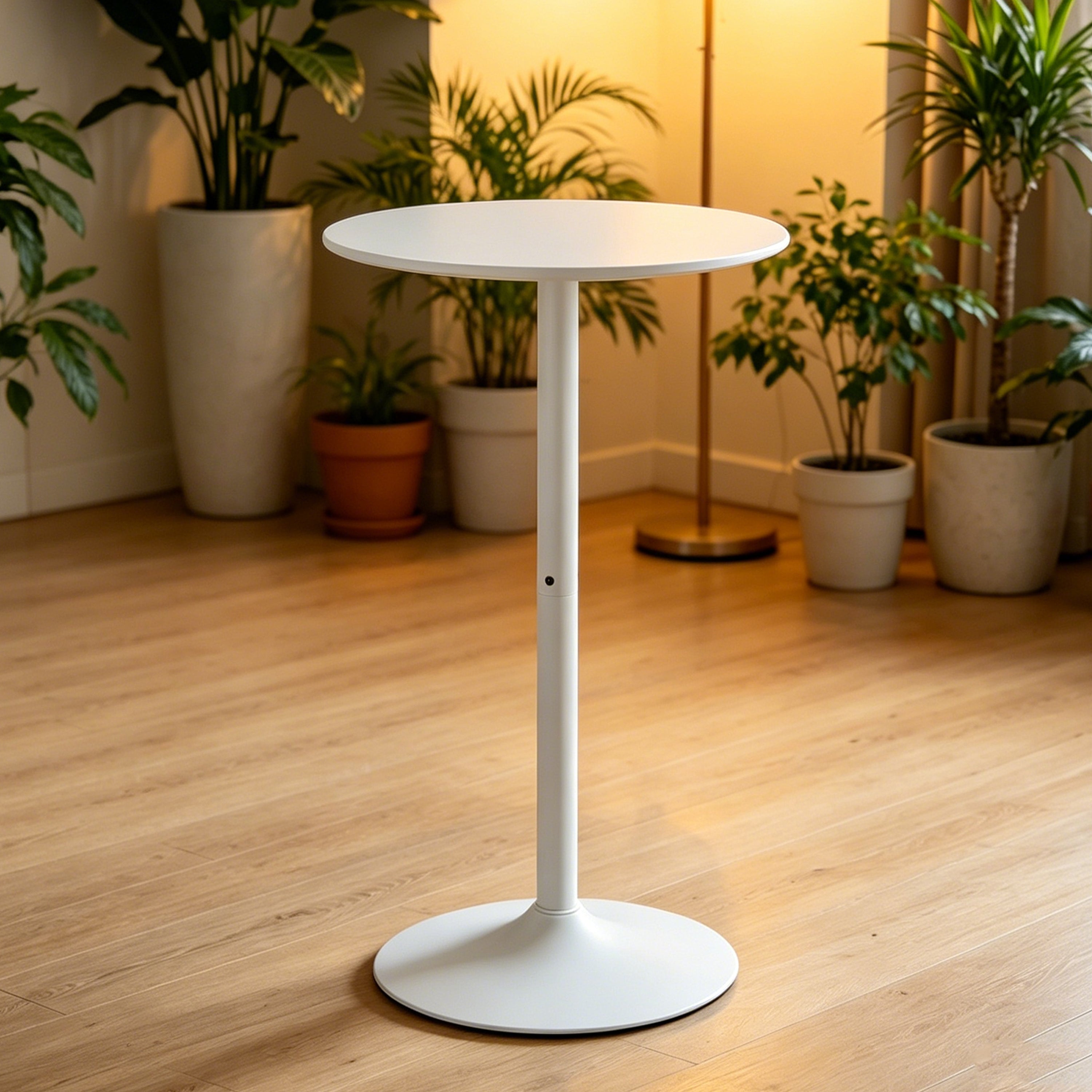 White Round Bar  Table, modern dining table, dining table, MDF tabletop and iron-painted matte base, round dining table, medieval living room coffee table (24 inches), family kitchen, small space - Grand Goldman Shop