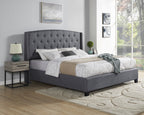 Belize 3-Piece Upholstered Bedroom Set, Tufted Wingback Bed with Two Gray Nightstands - Grand Goldman Shop