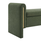Modern Teddy Bed End Bench with Arms and Storage, Upholstered Foot Rest Stool in Olive Green, Plywood, 52.3'' - Grand Goldman Shop