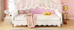 Twin Extending Daybed with LED Lights, Modern Upholstered Princess Daybed With Crown Headboard,White - Grand Goldman Shop