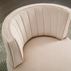 Swivel Barrel Accent Sofa Chair, 360 Degree Rotation, Fluffy Velvet Fabric, Beige, 25.20'' x 25.59'' x 26.38'' - Grand Goldman Shop
