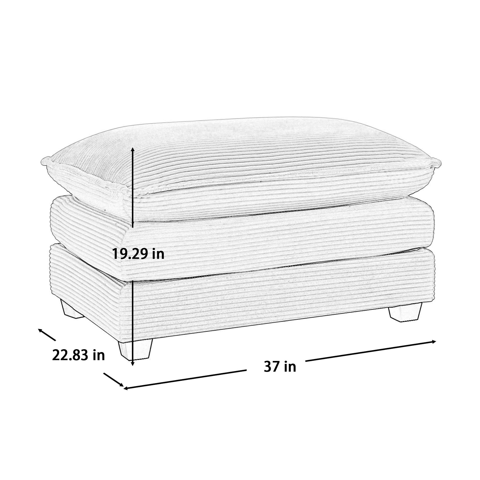 Ottoman Footstool in Corduroy Fabric, Can be Used with 2 Seater Sofas, 3 Seater Sofas and 4 Seater Sofas,Grey Corduroy Fabric - Grand Goldman Shop