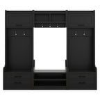 4-in-1 Detachable Hall Tree with Storage and 7 Hooks, Multiple Functions Hallway Coat Rack with Storage Drawers and Cabinet, Black Shoe Bench for Entryway Hallway - Grand Goldman Shop