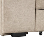Modern L-Shape 3 Seat Reversible Sectional Couch with Pull Out Sleeper, Storage Chaise & 2 Stools, Cream, Linen Chenille - Grand Goldman Shop