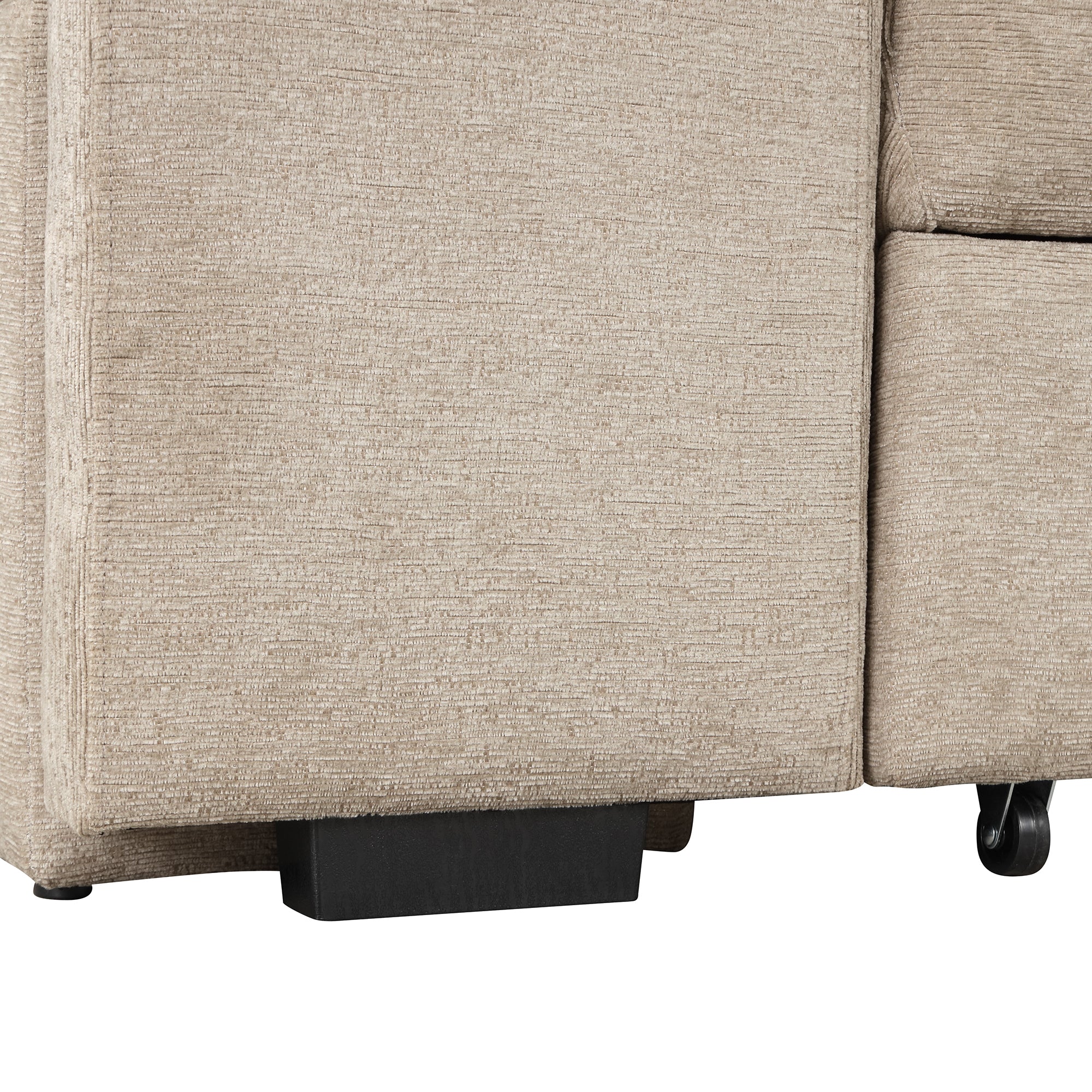 Modern L-Shape 3 Seat Reversible Sectional Couch with Pull Out Sleeper, Storage Chaise & 2 Stools, Cream, Linen Chenille - Grand Goldman Shop