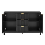 U_STYLE Sideboard with Wave Design - 3 Adjustable Shelves, 3 Drawers & Soft-Close Doors, Storage Console Table with Metal Handles, Suitable for Study, Hallway and Living Room, 3 Colors - Grand Goldman Shop