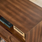 Mid Century Modern Fluted Nightstand with Charging Station USB Ports & Outlet Hole & 4 Solid Wood Legs, Farmhouse End Table with Open Space and Drawer Dresser, Walnut - Grand Goldman Shop