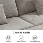 97 Inch L-Shaped Corner Sectional Sofa Couch with Storage Ottoman,Chenille Fabric Couch with 7 Seats & 2 Pillows for Living Room, Modern, Small Space, Easy Assembly,Grey - Grand Goldman Shop