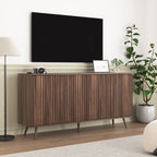 Sideboard Buffet Cabinet with Storage, Long Sideboard Storage Cabinet with 4 Doors, Wood Credenza Console Coffee Bar Cabinets with Adjustable Shelves for Living Room Kitchen Dining Room Walnut - Grand Goldman Shop