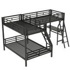 Twin over Full Bunk Bed with Loft and Desk, Metal Black, L-Shaped Design for 3 Sleepers - Grand Goldman Shop