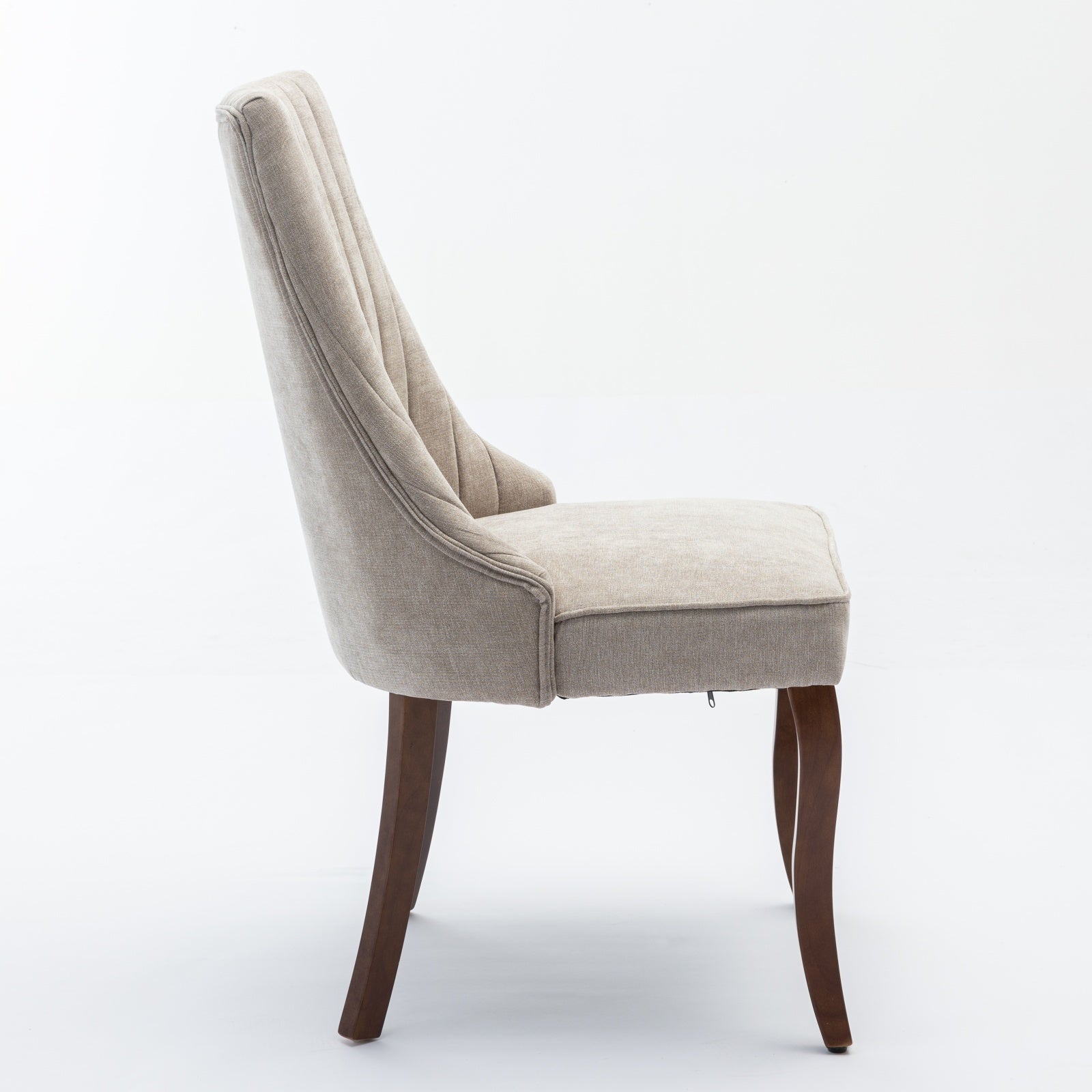 Rayon Cloth Flocking Linen Dining Chairs Channel Kitchen Dinner Chair Comfy Fabric Upholstered Accent Chair for Dining Room with Curved Solid Wood Legs,Set of 2 (Beige), SW1847BG - Grand Goldman Shop