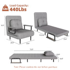 Folding Sofa Bed 5-in-1 Convertible Chair with Adjustable Backrest and Pillow, Grey Flannelette, Compact Design - Grand Goldman Shop