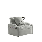 3-in-1 Sofa Bed, Convertible Sleeper Chair Sofa Bed Adjustable Pull Out Sleeper Chair Bed Multi-Pockets Folding Sofa Bed for Living Room Bedroom Small Space (Grey) - Grand Goldman Shop