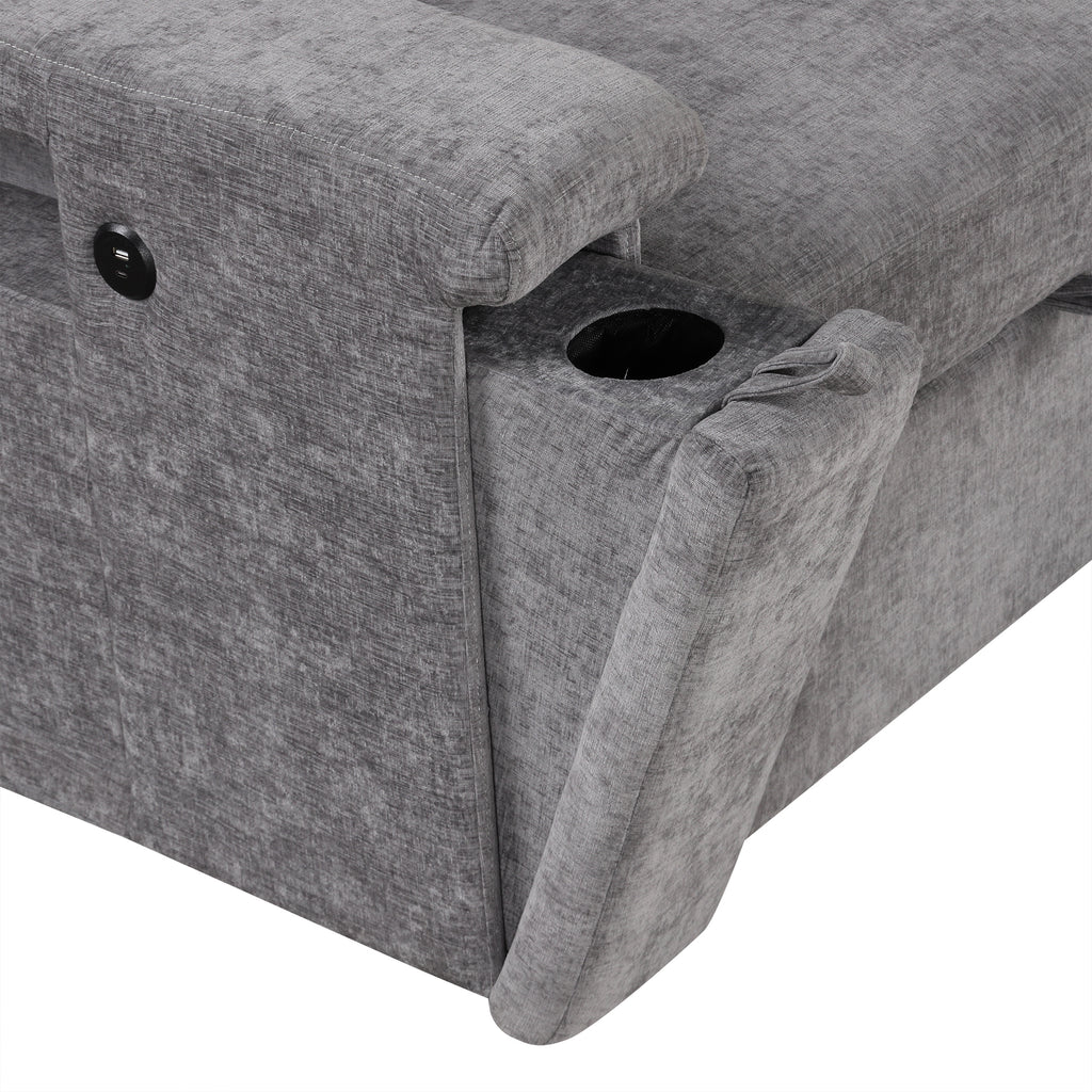 U_STYLE L-shaped Pull-Out Sofa Bed with Storage, USB Ports, and Cup Holders, Modular Design for Living Rooms, Offices & Apartments - Grand Goldman Shop