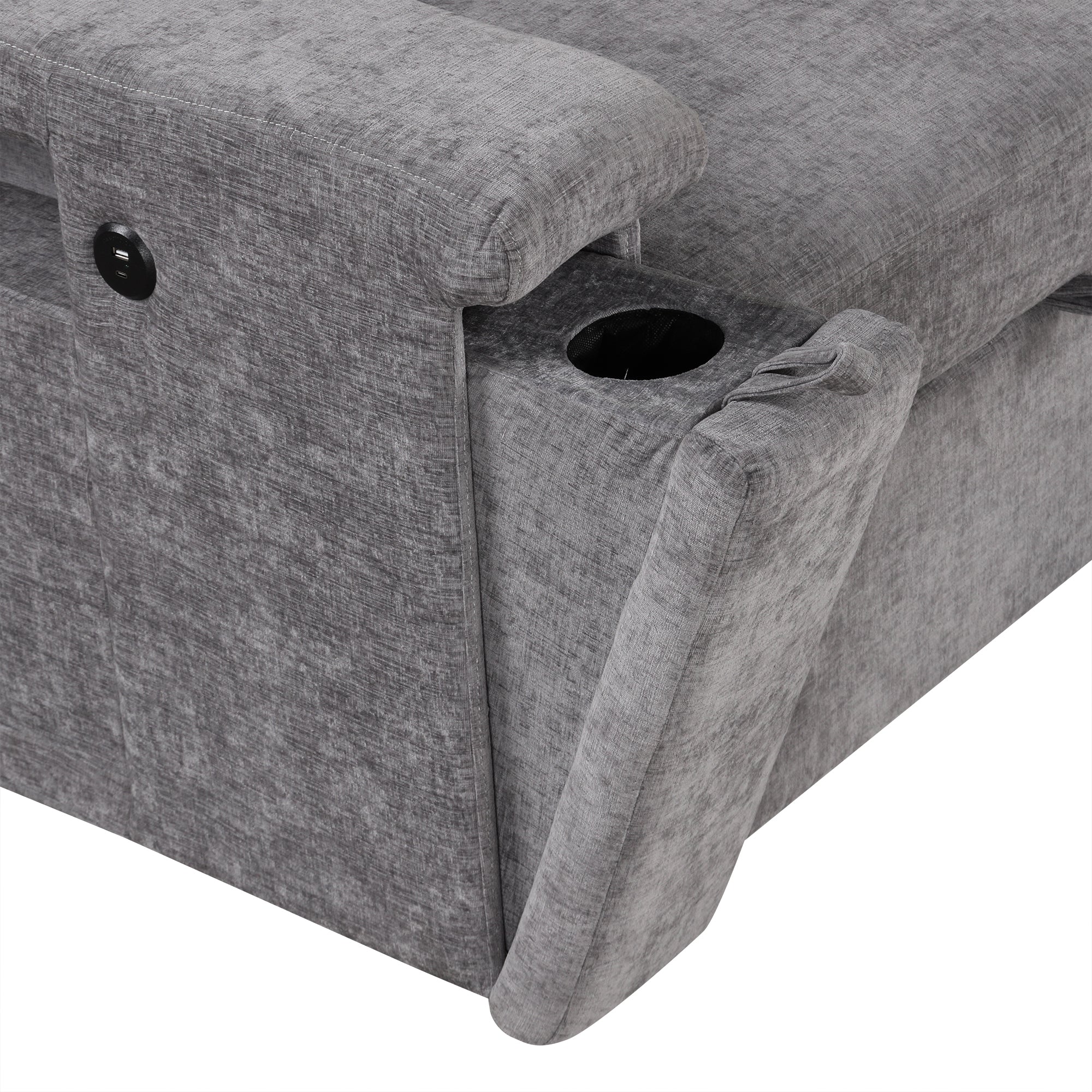 U_STYLE L-shaped Pull-Out Sofa Bed with Storage, USB Ports, and Cup Holders, Modular Design for Living Rooms, Offices & Apartments - Grand Goldman Shop