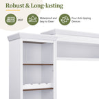 Farmhouse Entertainment Wall Unit with Bookshelf for TVs Up to 70', Walnut TV Stand with Adjustable Shelves, Mid-Century Media Console with Wine Rack for Living Room, White (NEW SKU: N721S000046K-2) - Grand Goldman Shop