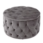 Modern Velvet Ottoman Footstool with Plush Cushioning in Grey - Grand Goldman Shop
